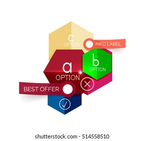 Geometric business infographics templates. Vector illustration with sample text and options