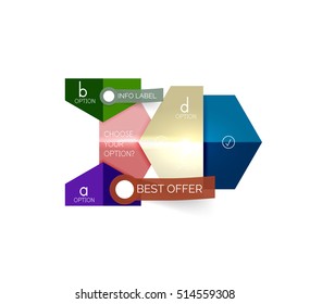 Geometric business infographics templates. Vector illustration with sample text and options