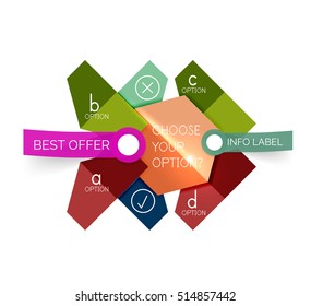 Geometric business infographics templates. Vector illustration with sample text and options