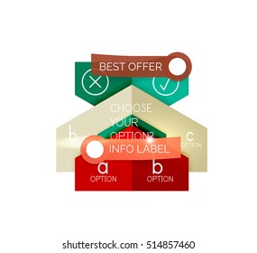 Geometric business infographics templates. Vector illustration with sample text and options