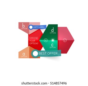 Geometric business infographics templates. Vector illustration with sample text and options
