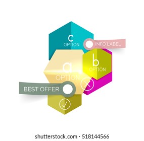 Geometric business infographics templates. Vector illustration with sample text and options