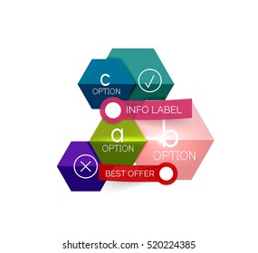 Geometric business infographics templates. Vector illustration with sample text and options
