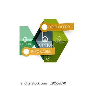 Geometric business infographics templates. Vector illustration with sample text and options