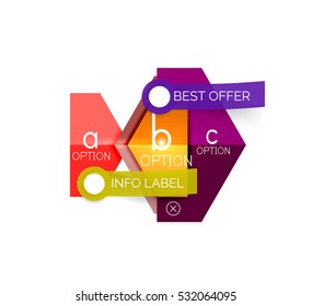 Geometric business infographics templates. Vector illustration with sample text and options