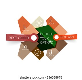 Geometric business infographics templates. Vector illustration with sample text and options