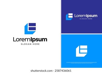 Geometric business of letter LE or E L logo vector design template