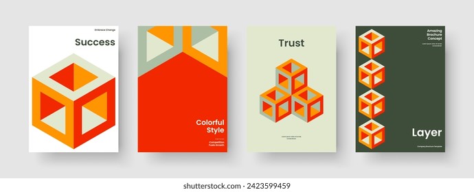 Geometric Business Presentation Design. Modern Book Cover Layout. Creative Report Template. Background. Banner. Poster. Brochure. Flyer. Catalog. Advertising. Newsletter. Journal. Portfolio