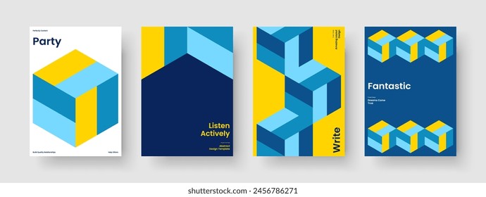 In: Geometric Business Presentation Layout. Abstraktes Flyer-Design. Isolierte Banner-Vorlage. Bericht. Poster. Hintergrund. Broschüre. Buchumschlag. Handzettel Merkblatt. Katalog. Broschüre. Werbung