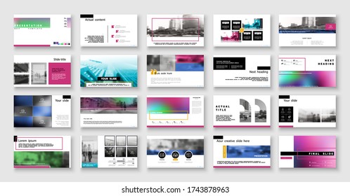 Geometric business presentation templates, colored gradients elements on white background. Use in flyers and SEO, marketing, webinar pages, website design, banner, annual report. Vector infographic