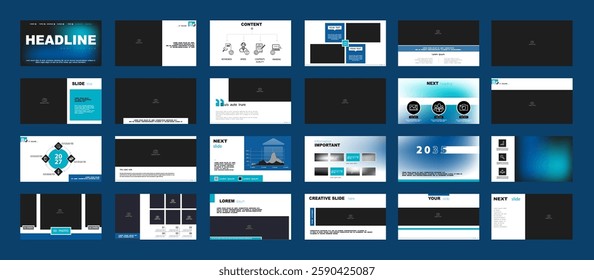 Geometric business presentations, blue design elements, infographics template on white background, set, construction.New technique.Use in SEO marketing flyer, webinar, annual report, phone 
