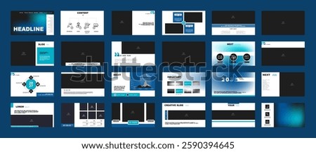 Geometric business presentations, blue design elements, infographics template on white background, set, construction.New technique.Use in SEO marketing flyer, webinar, annual report, powerpoint, phone