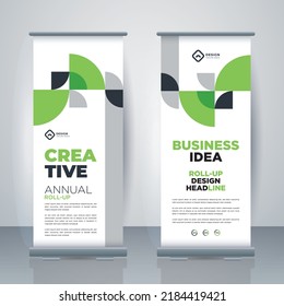 Geometric Business Roll Up. Standee Design. Banner Template. Presentation and Brochure.  Modern x-banner and flag-banner advertising. Vector illustration.