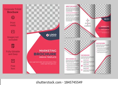 Geometric Business Trifold Brochure template design, Marketing tri-fold brochure design