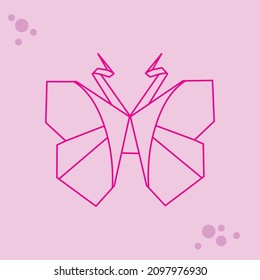 Geometric butterfly. Butterfly constellation. pink line, pink background
