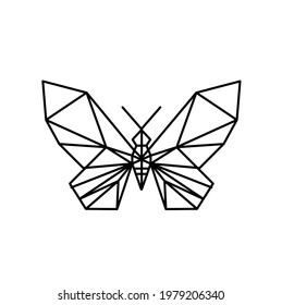 Geometric butterfly line icon, isolated on the white. Vector