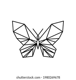 Geometric butterfly line icon, isolated on the white. Vector