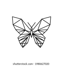 Geometric butterfly line icon, isolated on the white. Vector