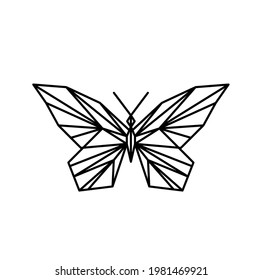 Geometric butterfly line icon, isolated on the white. Vector