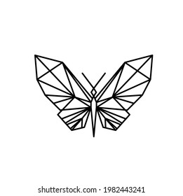 Geometric butterfly line icon, isolated on the white. Vector