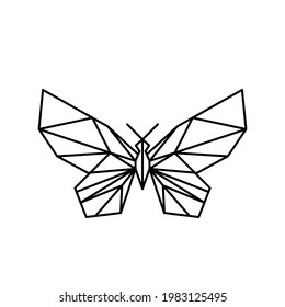 Geometric butterfly line icon, isolated on the white. Vector