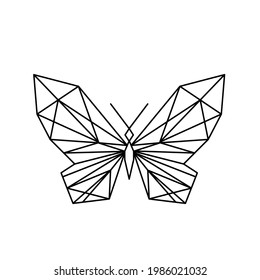Geometric butterfly line icon, isolated on the white. Vector