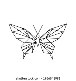 Geometric butterfly line icon, isolated on the white. Vector