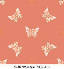 geometric butterfly seamless pattern. Fashion graphic. Background design. Modern stylish abstract texture. Template for prints, textile, wrapping and decoration, wallpaper. Vector illustration.