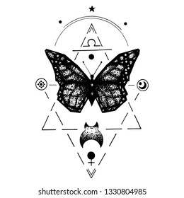 Geometric butterfly tattoo