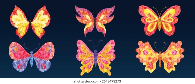 Geometric Butterfly Vector Set, Polygon Style