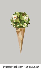 geometric cactus ice cream vector