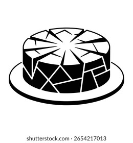 Geometric Cake Slice Abstract Black and White