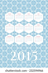 Geometric calendar 2015. Triangles geometric background. Vector illustration.