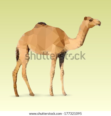 Geometric Camel made with triangles. Vector polygonal illustration