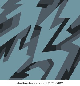 Geometric camo ornament texture seamless pattern. Abstract modern endless camouflage texture for vinyl wrap print. Vector background.