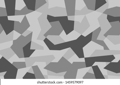 Geometric camouflage background. Modern fashion wallpaper. Army monochrome texture. Vector trendy camo pattern. Black and white 