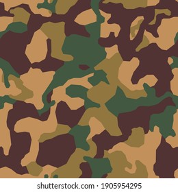 Geometric camouflage. Modern urban camo print for fabric. Green autumn polygon camo pattern, abstract geometric background. Seamless mosaic texture. Vector wallpaper