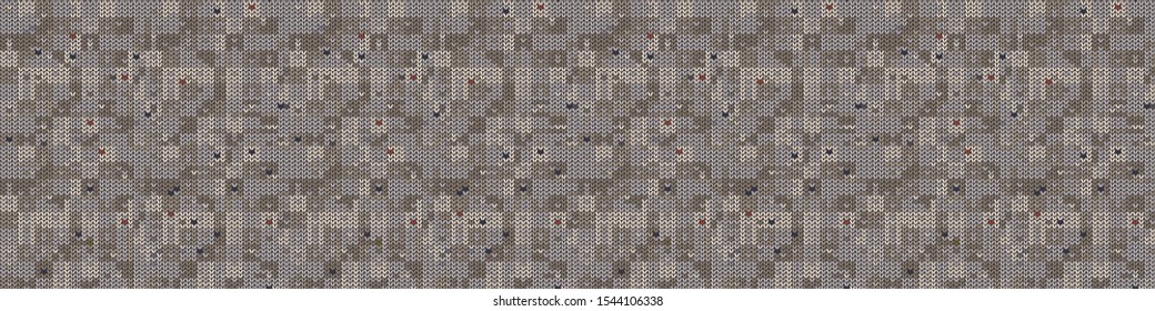  Geometric Camouflage Mosaic Border Background. Seamless Pattern with Woven Khaki Green Broken Lines. Modern Distorted Pixel Textile Trim. Trendy Digital Disrupted Glitch Banner Ribbon Vector EPS10