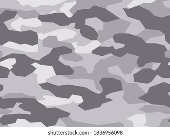 Geometric camouflage pattern of gray spots. Seamless pattern. Abstract background on the fabric. Vector