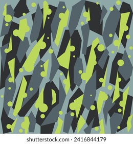Geometric camouflage pattern seamless background. Vector illustration