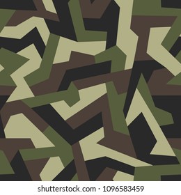 Geometric camouflage seamless pattern. Abstract modern military urban texture. Stock vector illustration.