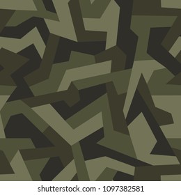Geometric camouflage seamless pattern. Abstract modern military urban texture. Stock vector illustration.