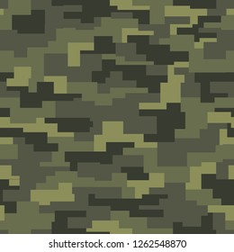 Geometric camouflage seamless pattern. Abstract modern military fabric and fashion texture background. Vector illustration.