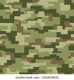 Geometric camouflage seamless pattern. Abstract modern military fabric and fashion texture background. Vector illustration.