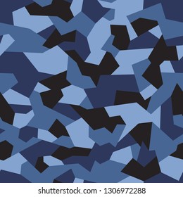 Geometric camouflage seamless pattern. Abstract modern trendy military style camo texture for fabric and fashion print. Endless vector background.