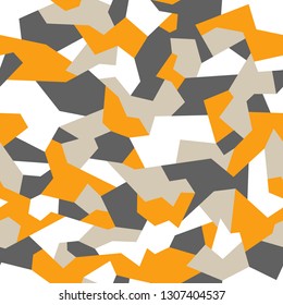 Geometric camouflage seamless pattern. Abstract modern trendy military style camo texture for fabric and fashion print. Endless vector background.