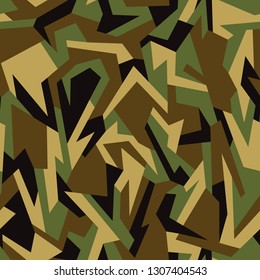 Geometric camouflage seamless pattern. Abstract modern military camo urban texture. Stock vector illustration.
