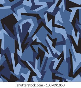 Geometric camouflage seamless pattern. Abstract modern military camo urban texture. Stock vector illustration.