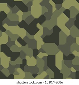 Geometric camouflage seamless pattern. Abstract modern digital military and hunting endless camo texture. Vector background.