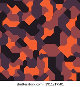 Geometric camouflage seamless pattern. Abstract modern digital colorful urban endless camo texture. Vector background.